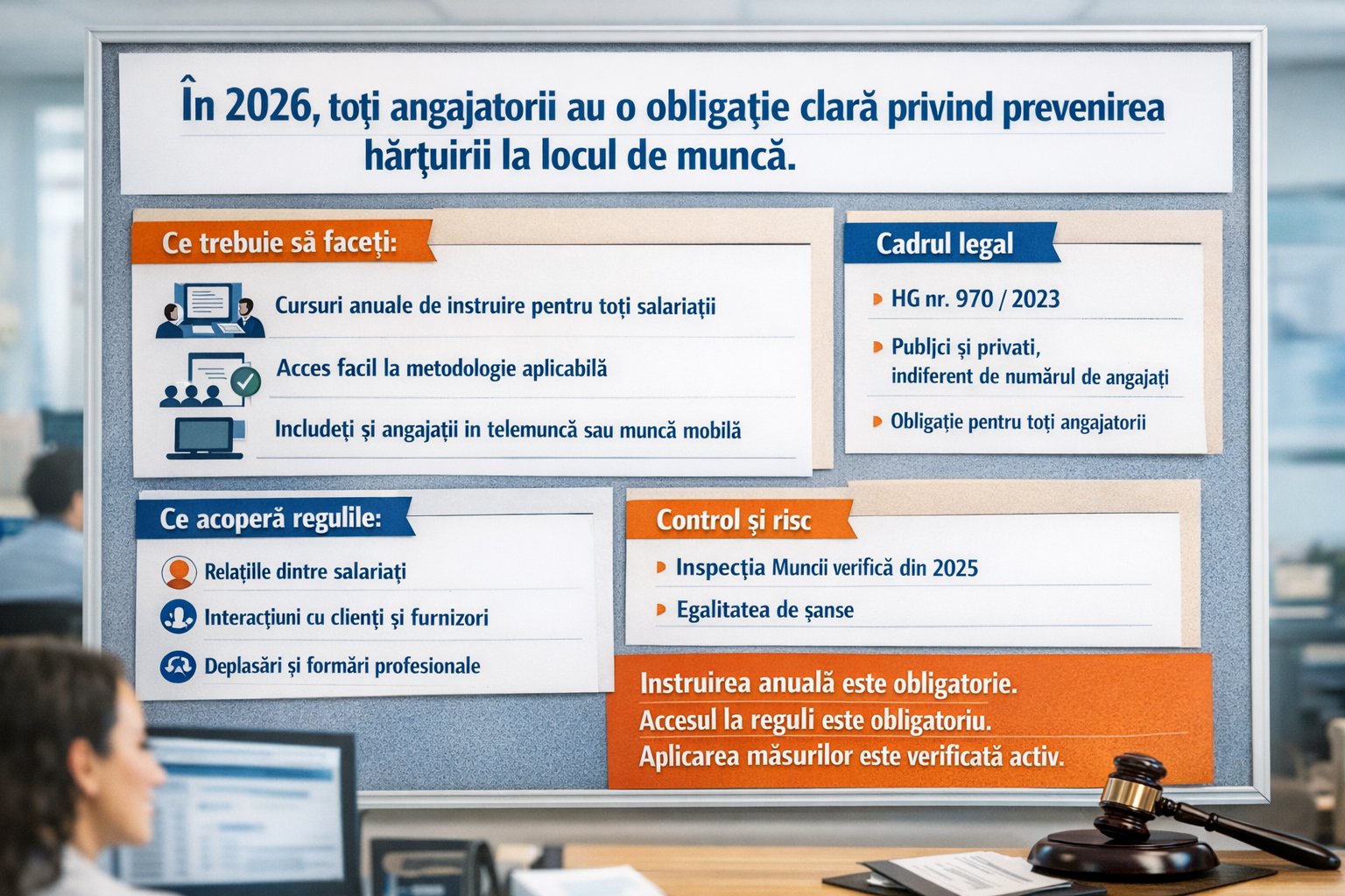 Obligația clară privind prevenirea hărțuirii la locul de muncă